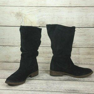 Women Boots Leather Black Block Heel Fashion Winter Botties 9.5/41 12" from Arch